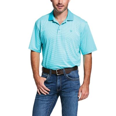 Ariat Western: Micro Stripe TEK Polo Hombre - Turquesa (ZWFLX6142)